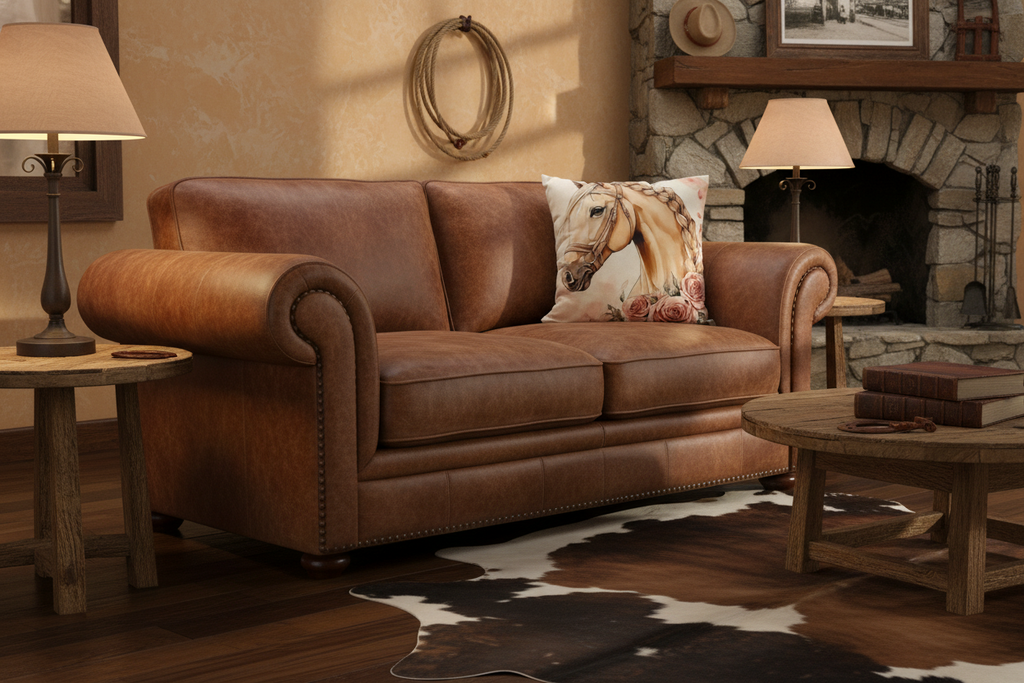 Coussin en laine de mouton naturel – décoratif country western 45 cm x 45 cm – WoolWood Dream