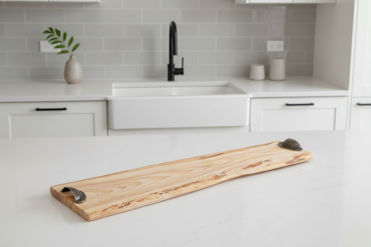 Planche de service en bois - plateau de charcuterie artisanal – 62 cm x 17 cm - WoolWood Dream