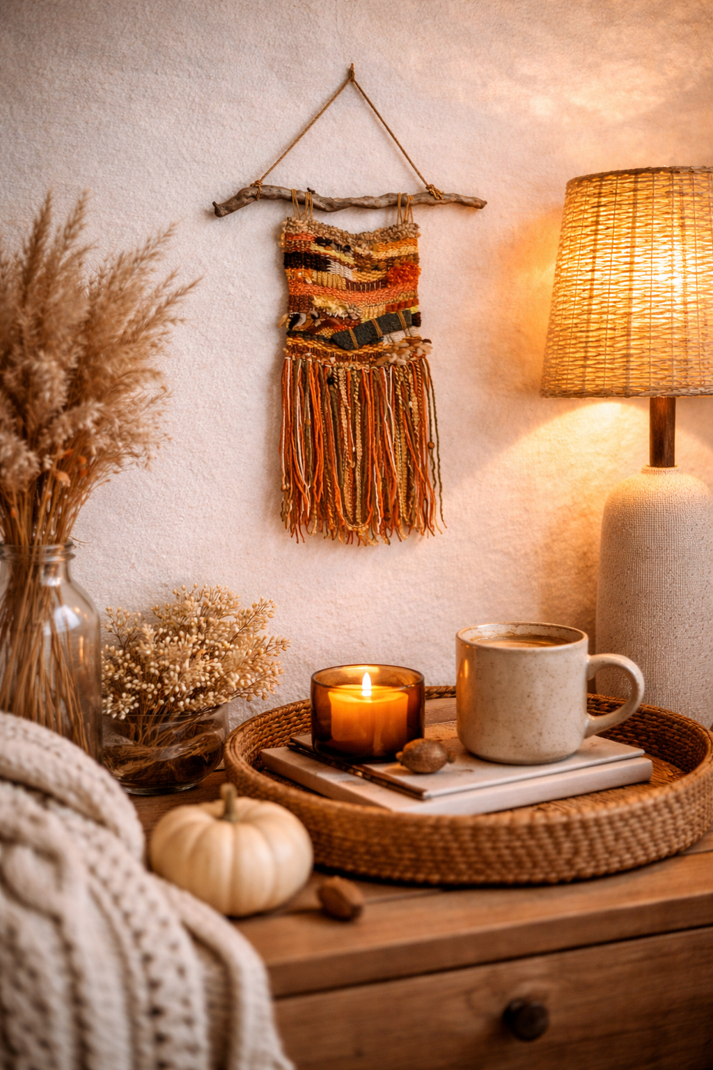 Woven wool and fiber wall decor