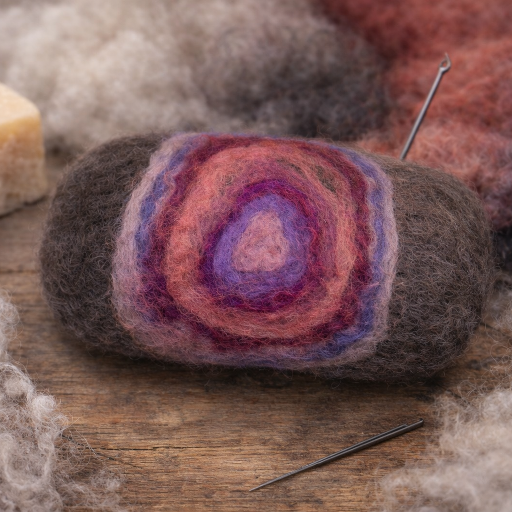 🌿 Artisanal felted soap – natural wool
