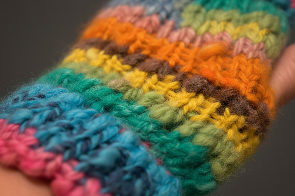 Mitaines sans doigts en laine filée à la main -  artisanales naturelles 17 cm x 10 cm / WoolWood Dream