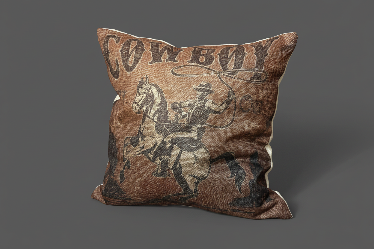 Coussin en laine de mouton naturel– décoratif country western 45 cm x 45 cm – WoolWood Dream