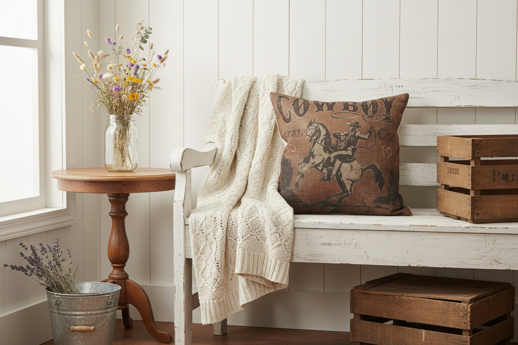 Coussin en laine de mouton naturel– décoratif country western 45 cm x 45 cm – WoolWood Dream