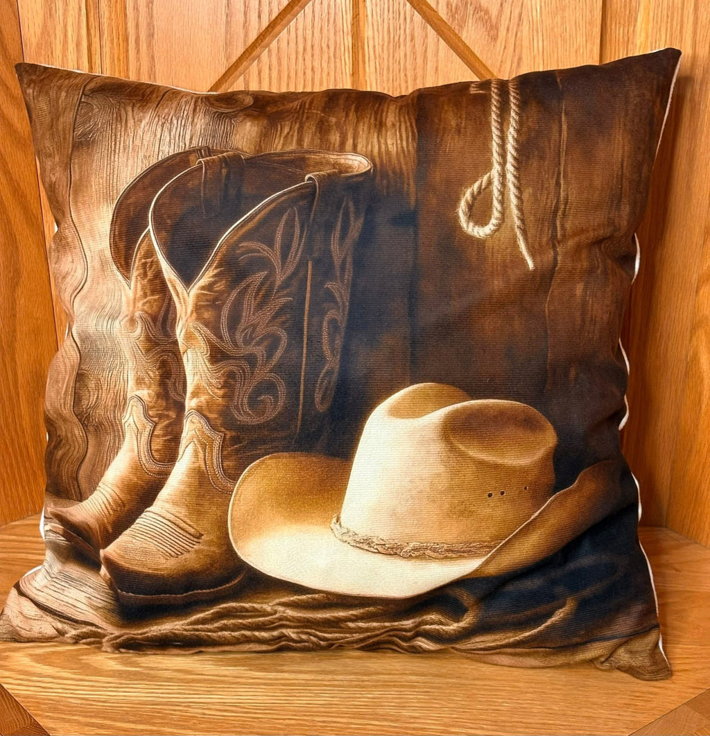 Coussin en laine de mouton naturel – décoratif country western 45 cm x 45 cm – WoolWood Dream