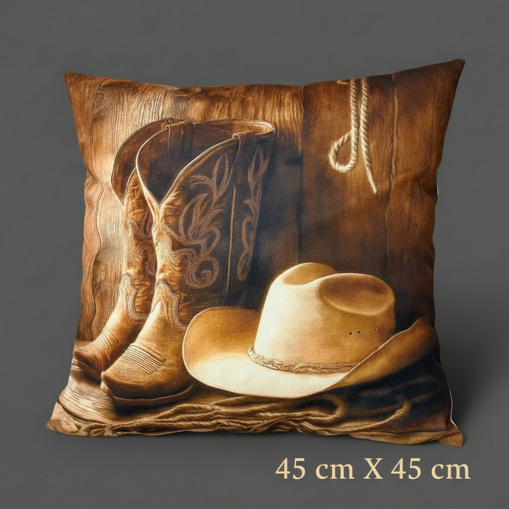 Coussin en laine de mouton naturel – décoratif country western 45 cm x 45 cm – WoolWood Dream
