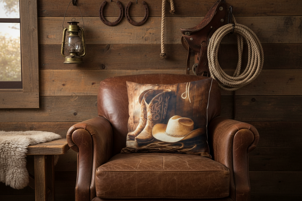 Coussin en laine de mouton naturel – décoratif country western 45 cm x 45 cm – WoolWood Dream