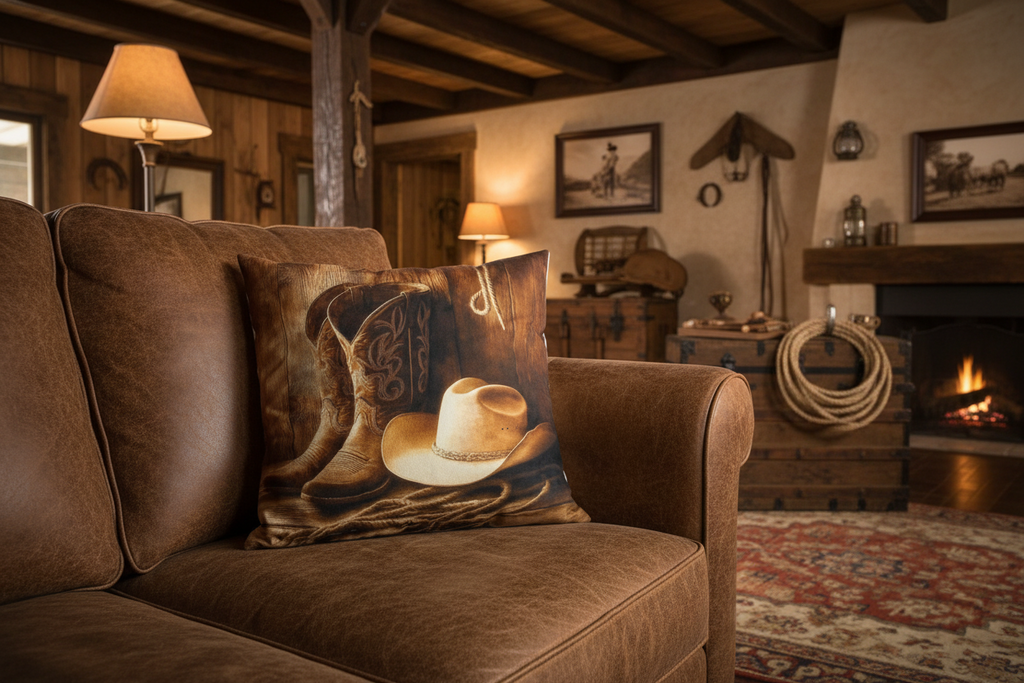 Coussin en laine de mouton naturel – décoratif country western 45 cm x 45 cm – WoolWood Dream