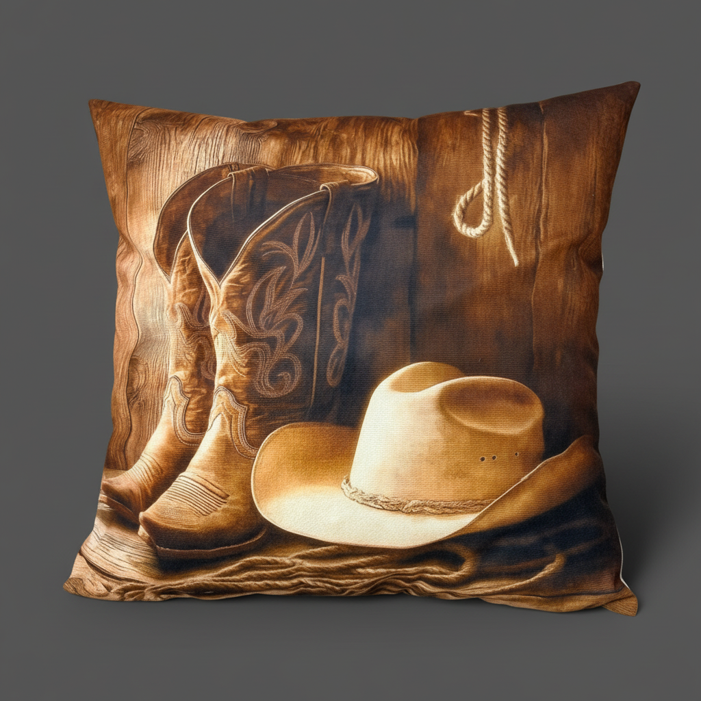 Coussin en laine de mouton naturel – décoratif country western 45 cm x 45 cm – WoolWood Dream