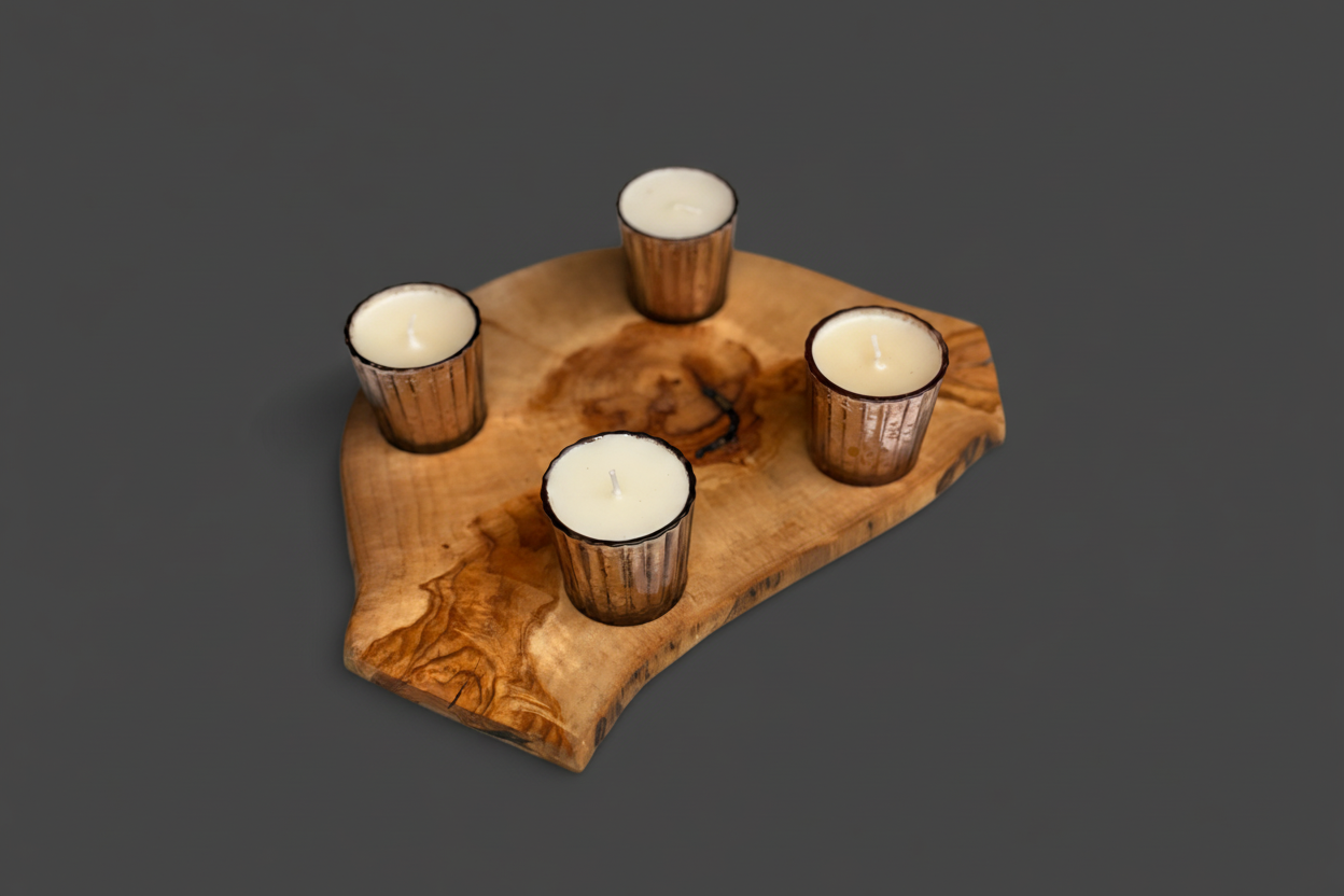 Chandelier en bois – Support pour 4 bougies