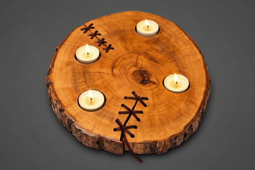 Chandelier en bois d'érable support pour 4 bougies 33 cm x 28 cm / WoolWood Dream