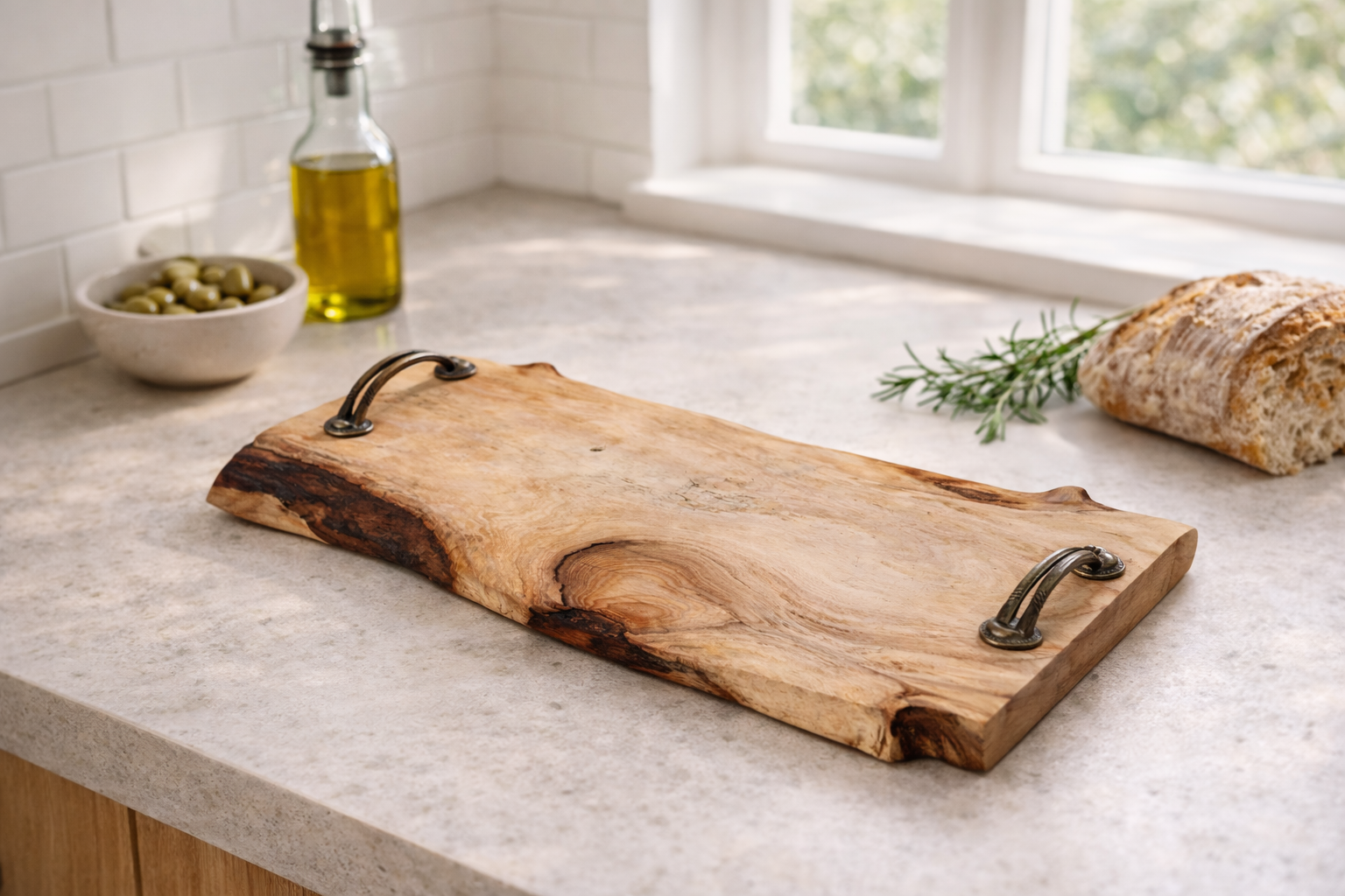 Planche de service en bois - plateau de charcuterie artisanal – 45.5 cm x 23 cm - WoolWood Dream