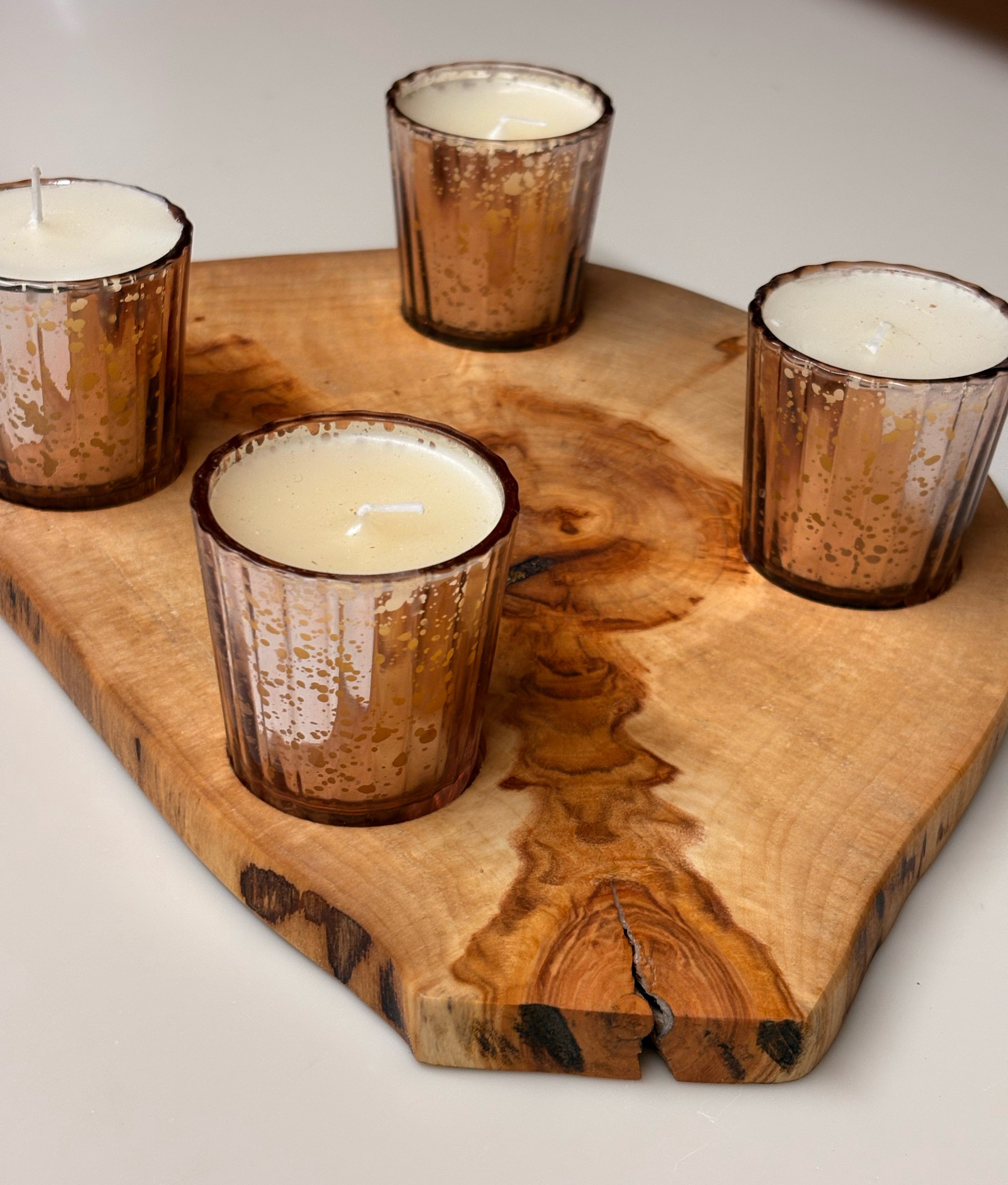 Chandelier en bois – Support pour 4 bougies