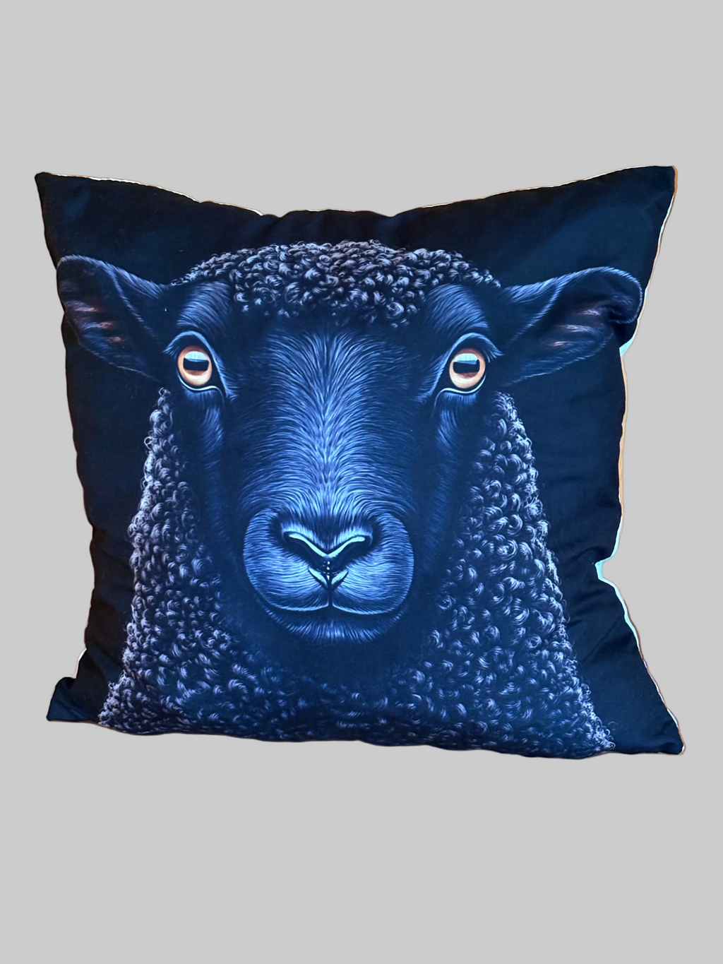 🐑 Coussin décoratif « La Reine du Troupeau » – 46 × 46 cm | Rempli de laine naturelle du Québec