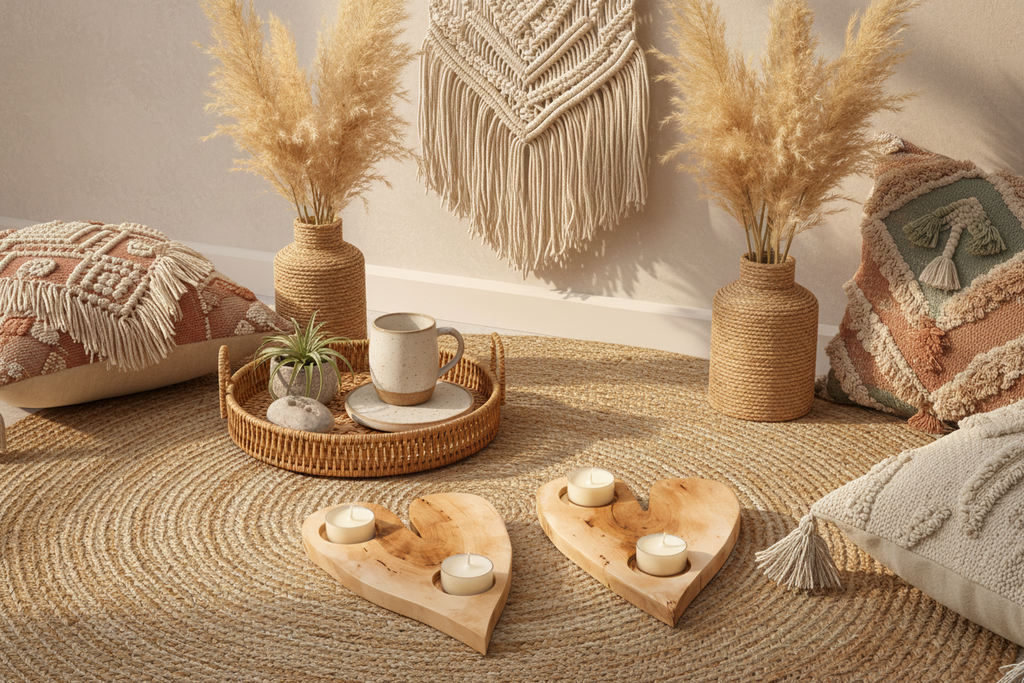 Chandelier cœur en bois massif – Ambiance chaleureuse | Fait à la main
