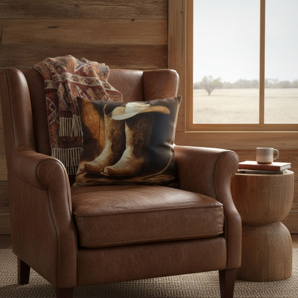 Coussin en laine de mouton naturel – décoratif country western 45 cm x 45 cm – WoolWood Dream