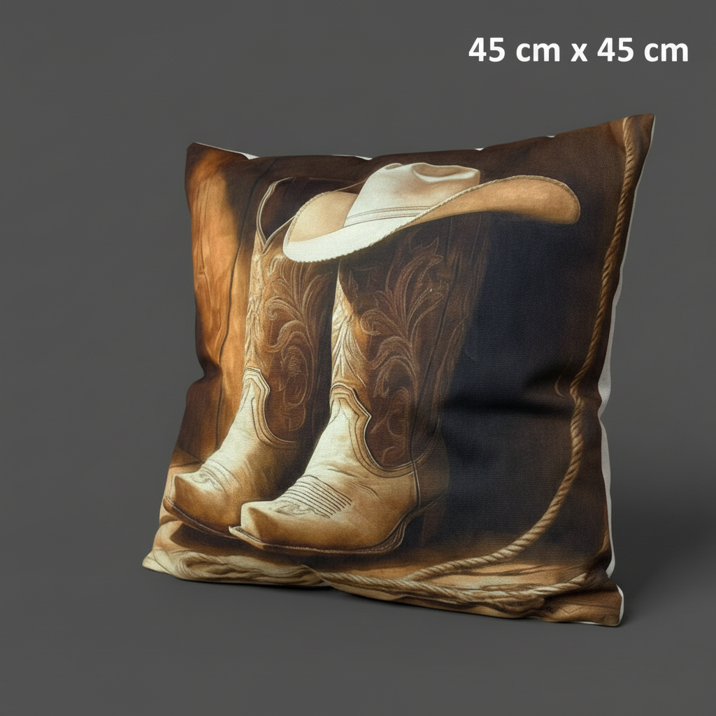 Coussin en laine de mouton naturel – décoratif country western 45 cm x 45 cm – WoolWood Dream