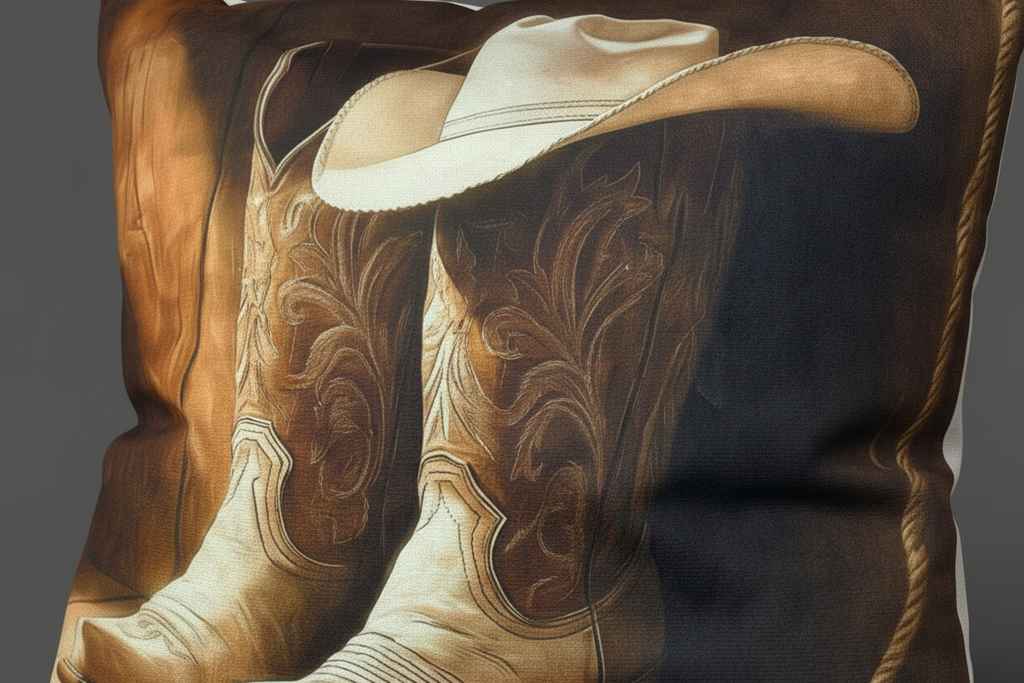 Coussin en laine de mouton naturel – décoratif country western 45 cm x 45 cm – WoolWood Dream