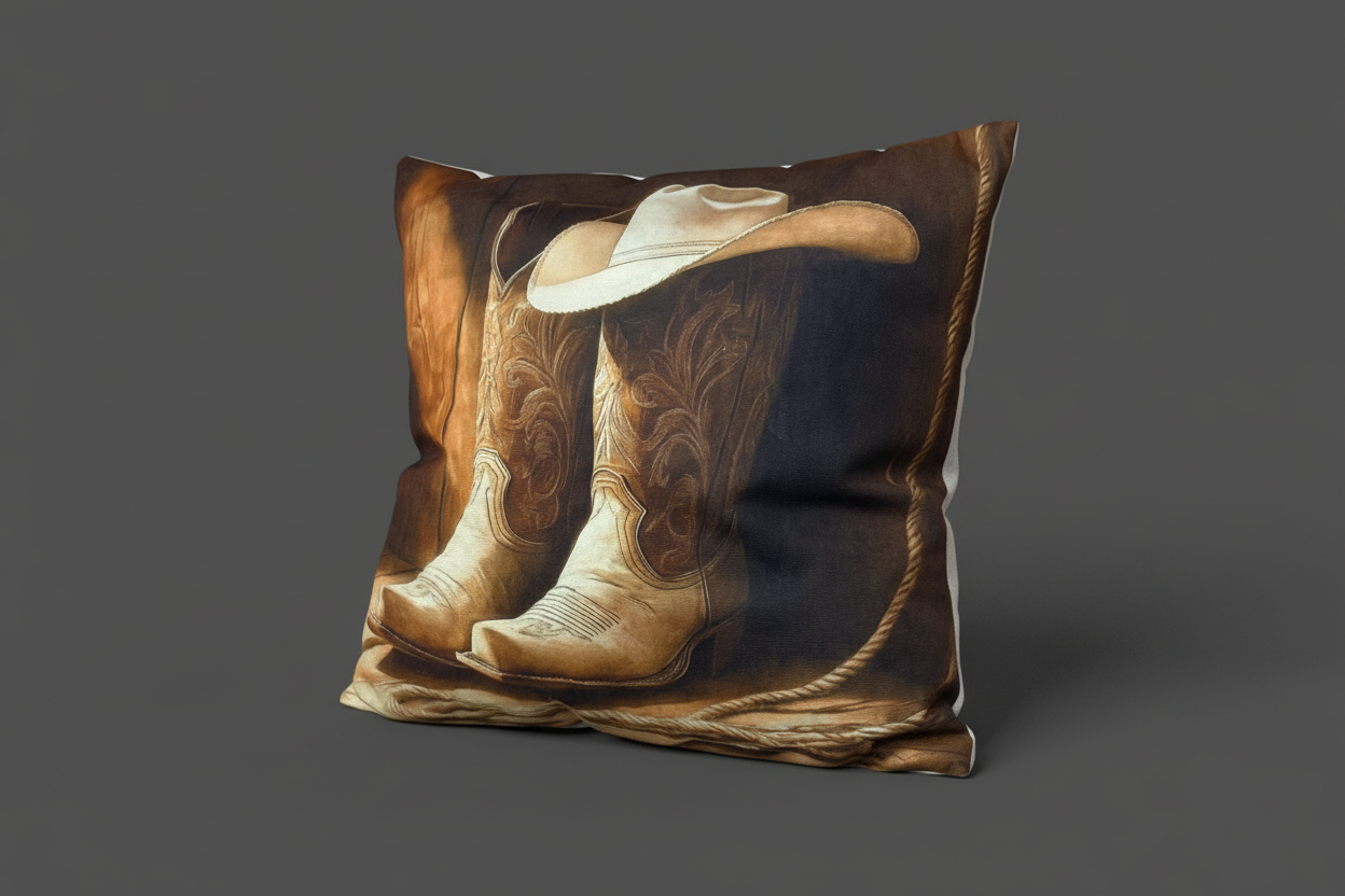 Coussin en laine de mouton naturel – décoratif country western 45 cm x 45 cm – WoolWood Dream