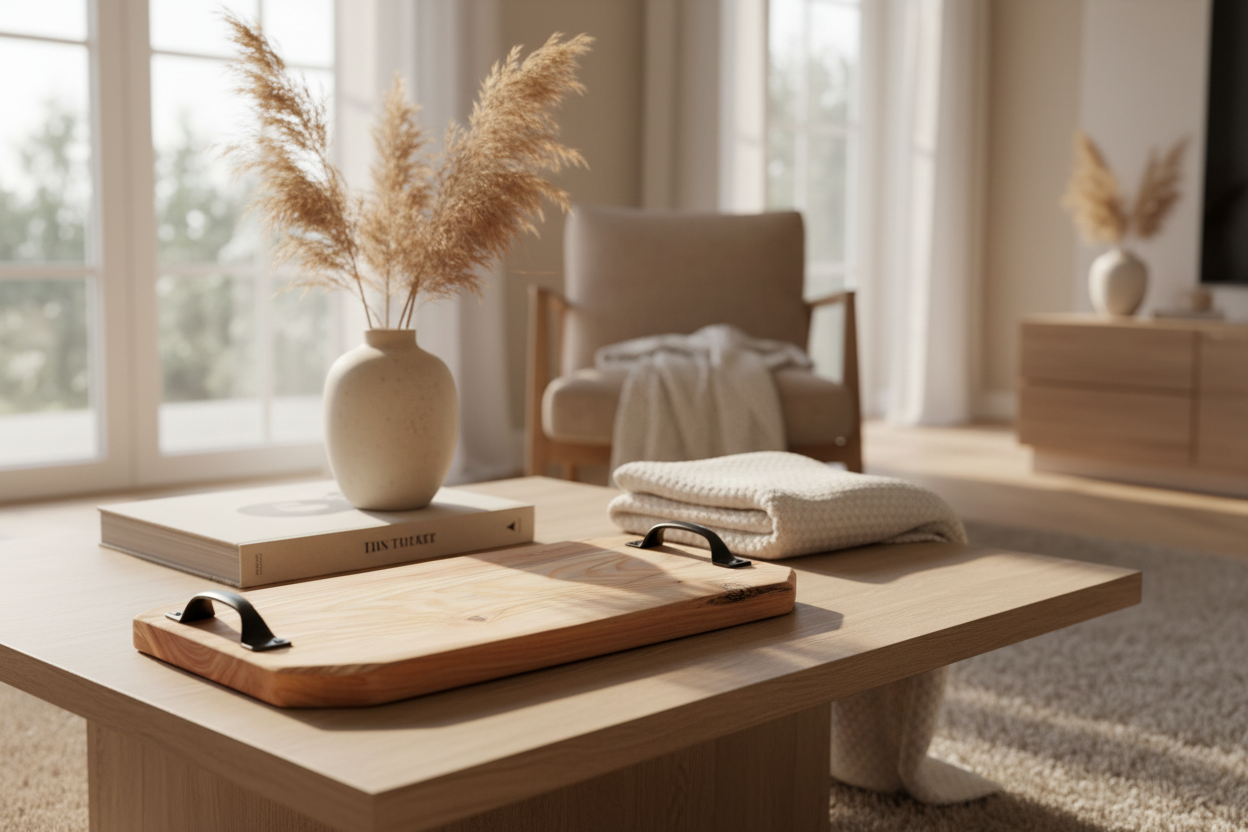 Planche de service en bois - plateau de charcuterie artisanal – 45 cm x 24.5 cm - WoolWood Dream