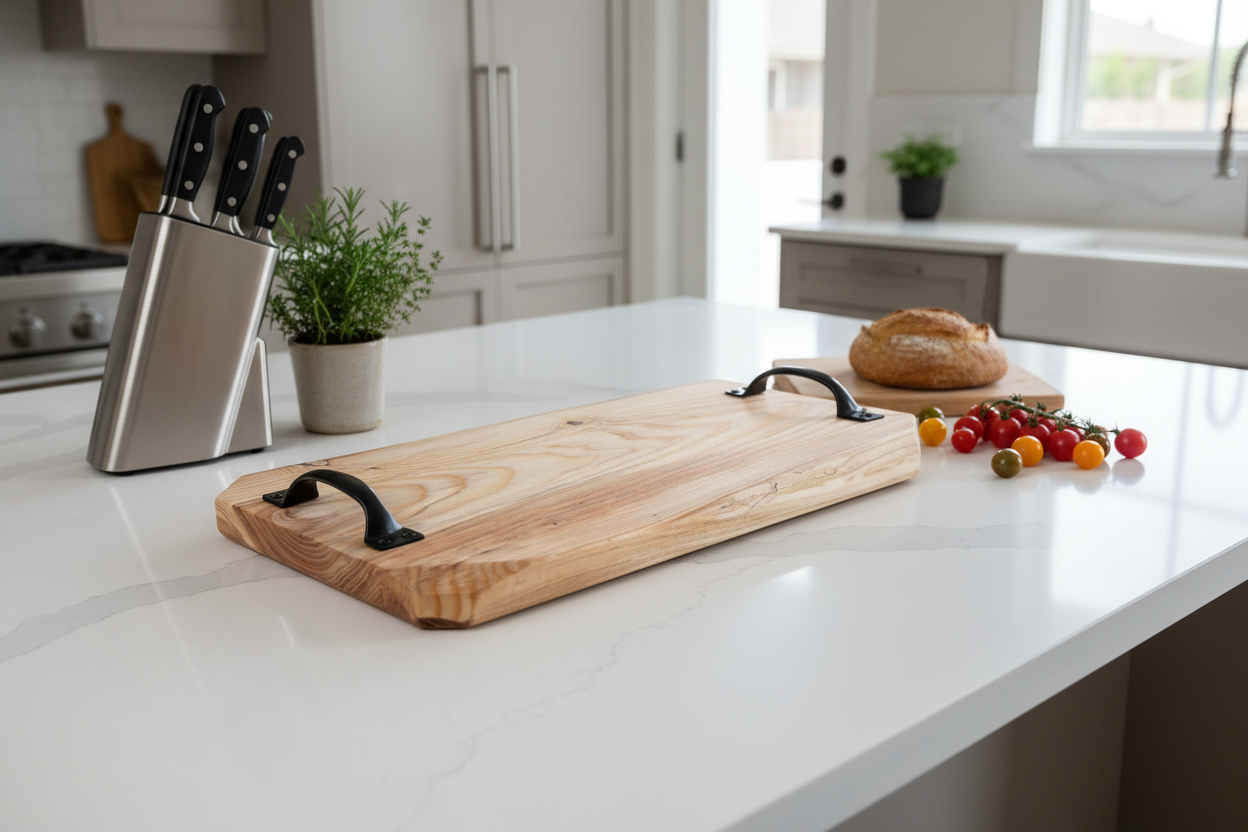 Planche de service en bois - plateau de charcuterie artisanal – 45 cm x 24.5 cm - WoolWood Dream