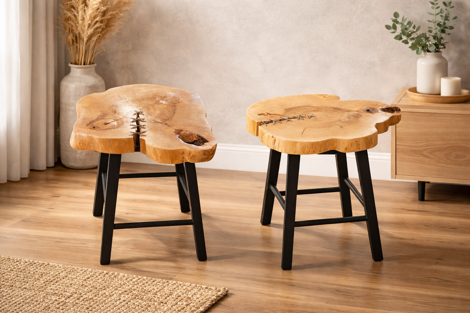 Table en bois artisanale  50 cm x 46 cm x 53 cm - pièce unique / WoolWood Dream