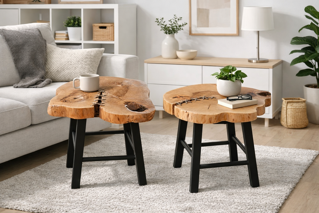 Handcrafted solid wood side tables – unique pieces