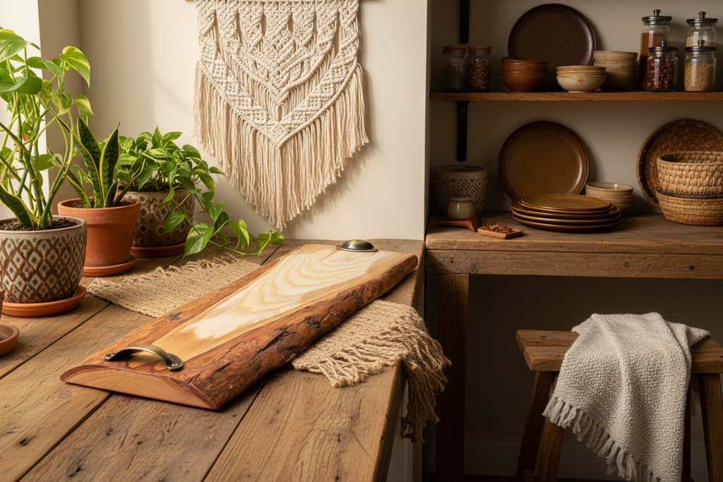 Planche de service en bois - plateau de charcuterie artisanal – 70 cm x 23 cm - WoolWood Dream