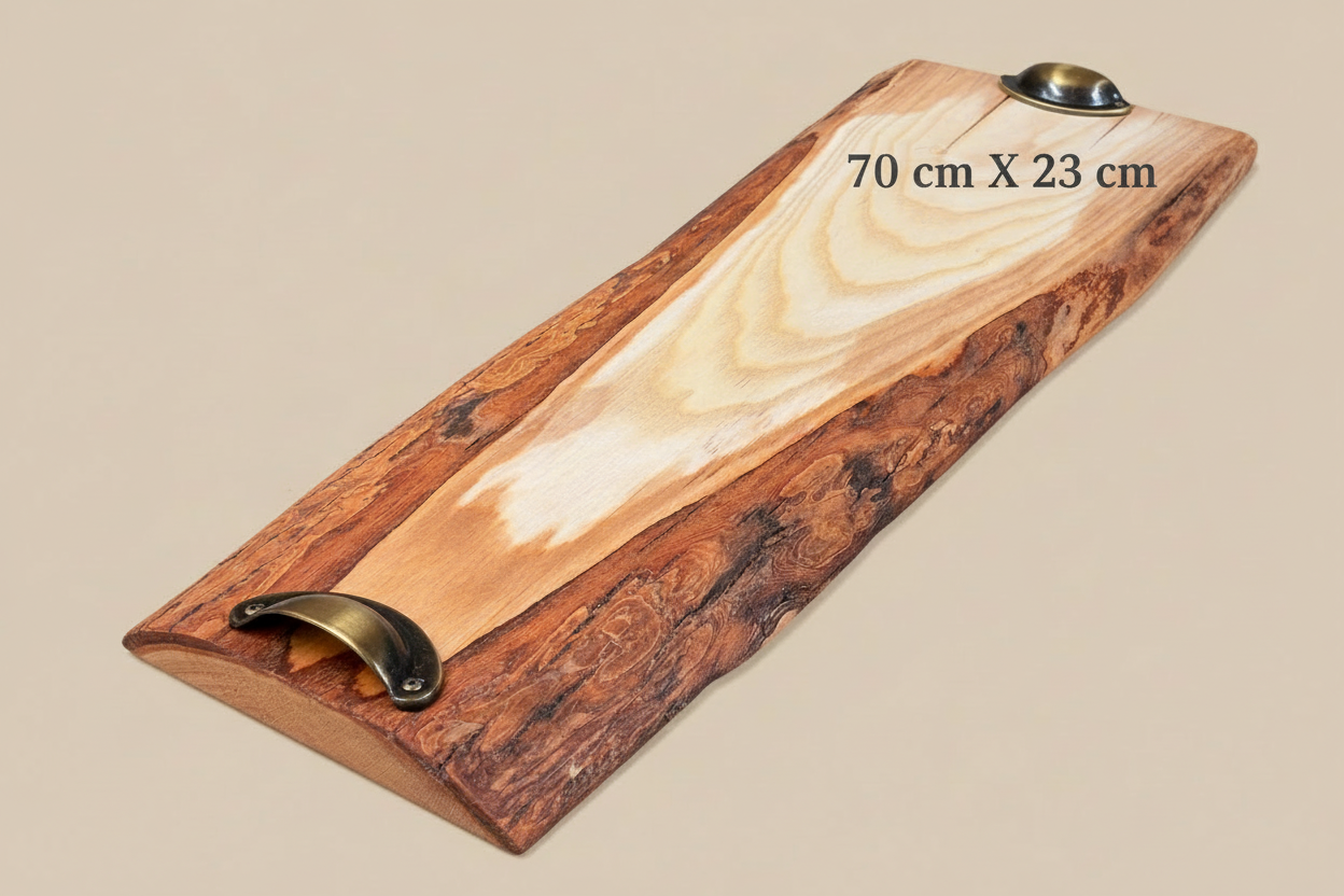 Planche de service en bois - plateau de charcuterie artisanal – 70 cm x 23 cm - WoolWood Dream