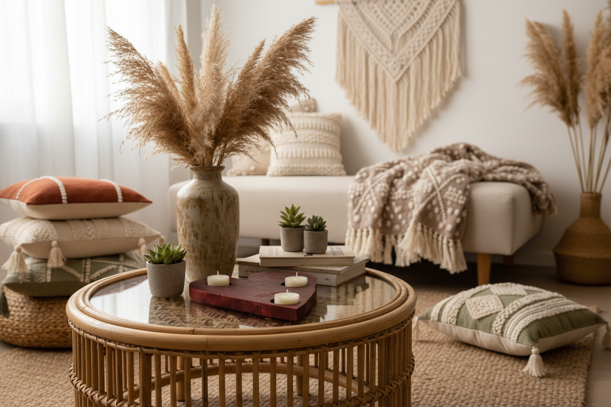 Chandelier cœur en bois artisanal – centre de table chaleureux