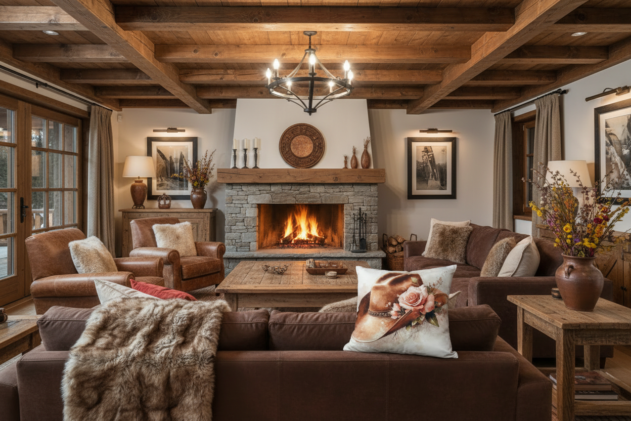 Coussin en laine de mouton naturel – décoratif country western 45 cm x 45 cm – WoolWood Dream