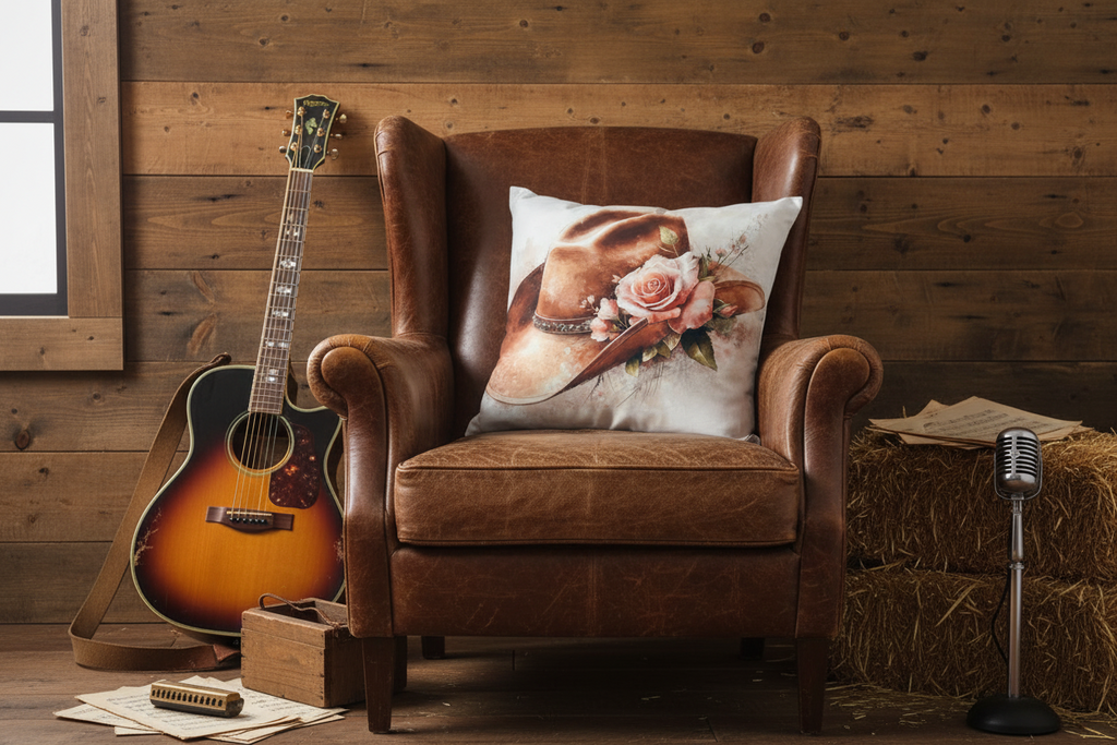Coussin en laine de mouton naturel – décoratif country western 45 cm x 45 cm – WoolWood Dream