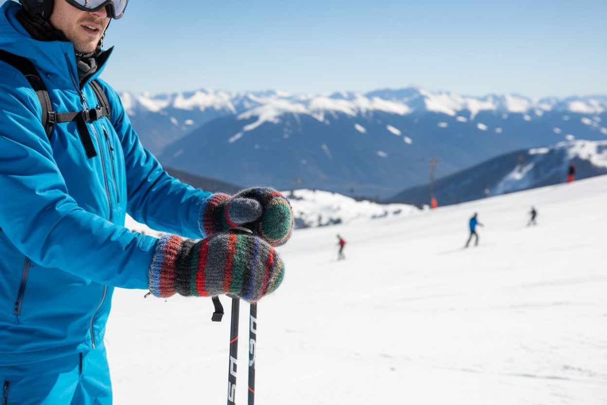 Mitaines en laine filée à la main -  artisanales naturelles 23 cm x 10 cm / WoolWood Dream