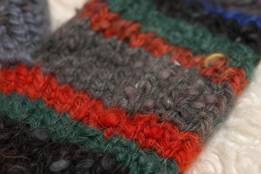 Mitaines en laine filée à la main -  artisanales naturelles 23 cm x 10 cm / WoolWood Dream