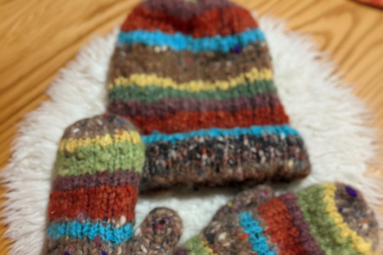 Mitaines en laine filée à la main -  artisanales naturelles 24 cm x 10 cm / WoolWood Dream