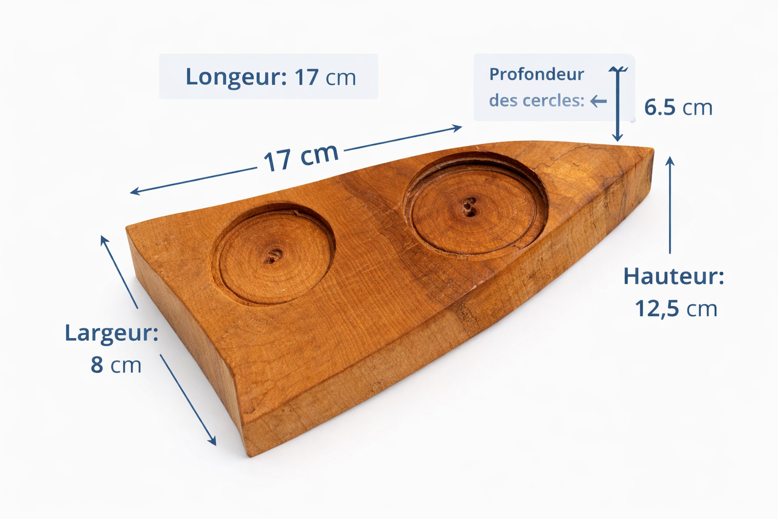 Support à chandelles double en bois massif – Pièce artisanale unique