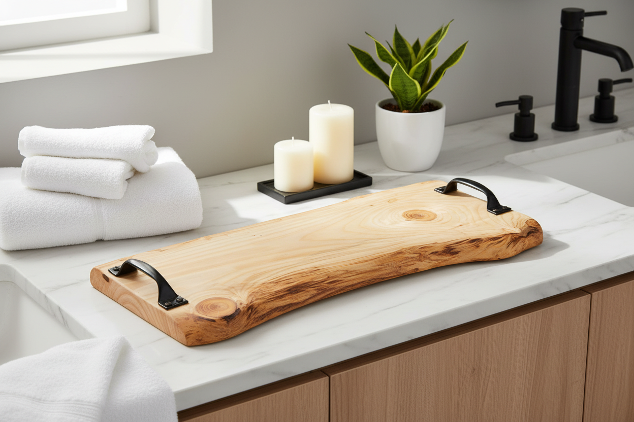 Planche de service en bois - plateau de charcuterie artisanal – 57 cm x 27 cm - WoolWood Dream