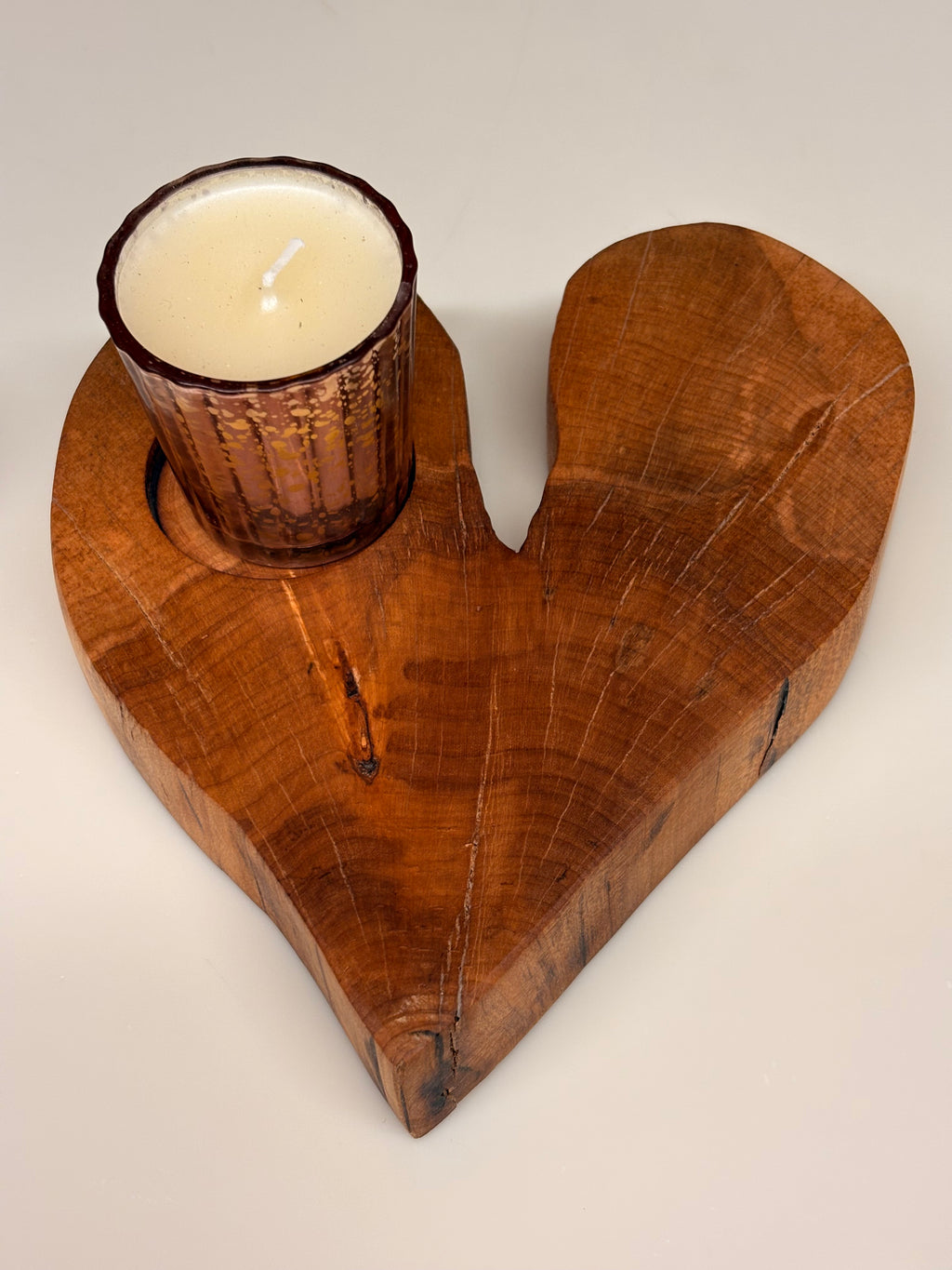 Chandelier cœur en bois d'érable– bougeoir artisanal