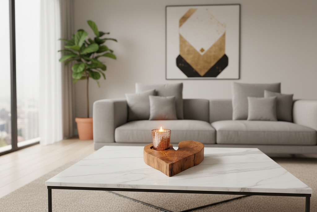 Chandelier cœur en bois d'érable– bougeoir artisanal