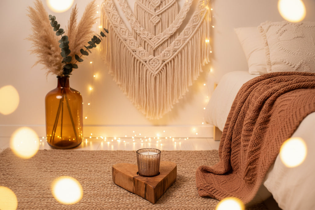 Chandelier cœur en bois d'érable– bougeoir artisanal