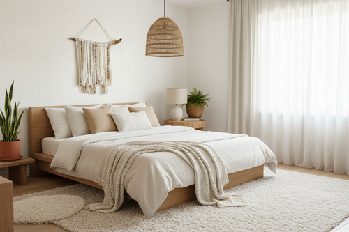 Art mural en laine et bois flotté - Décoration bohème - fait main au Québec