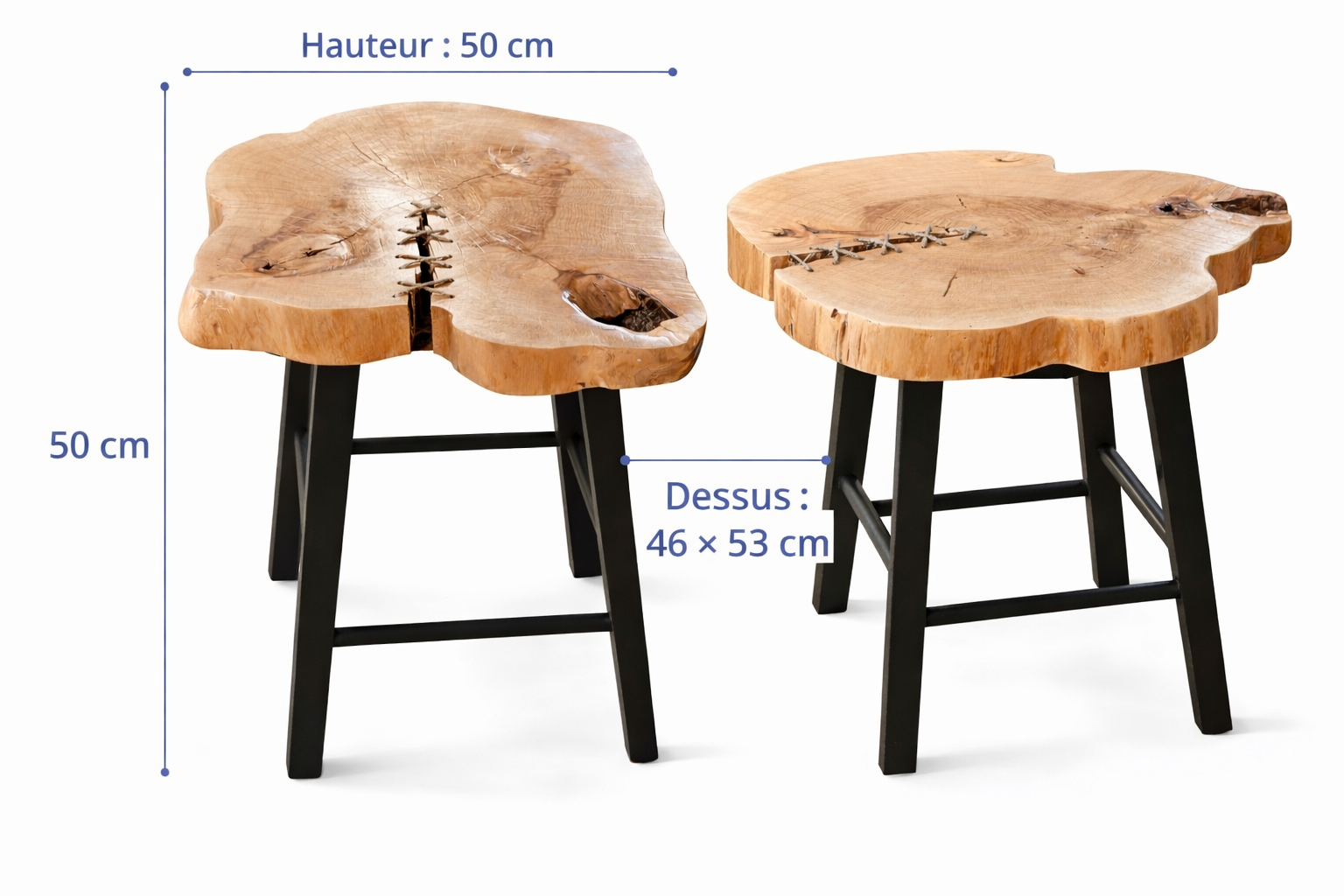 Table en bois artisanale  50 cm x 46 cm x 53 cm - pièce unique / WoolWood Dream