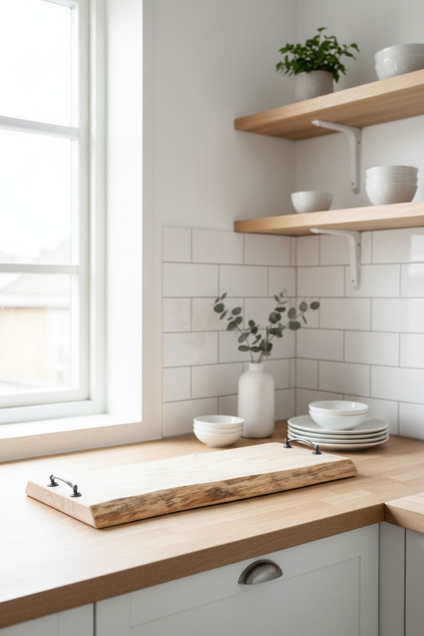 Planche de service en bois - plateau de charcuterie artisanal – 52 cm x 23 cm - WoolWood Dream