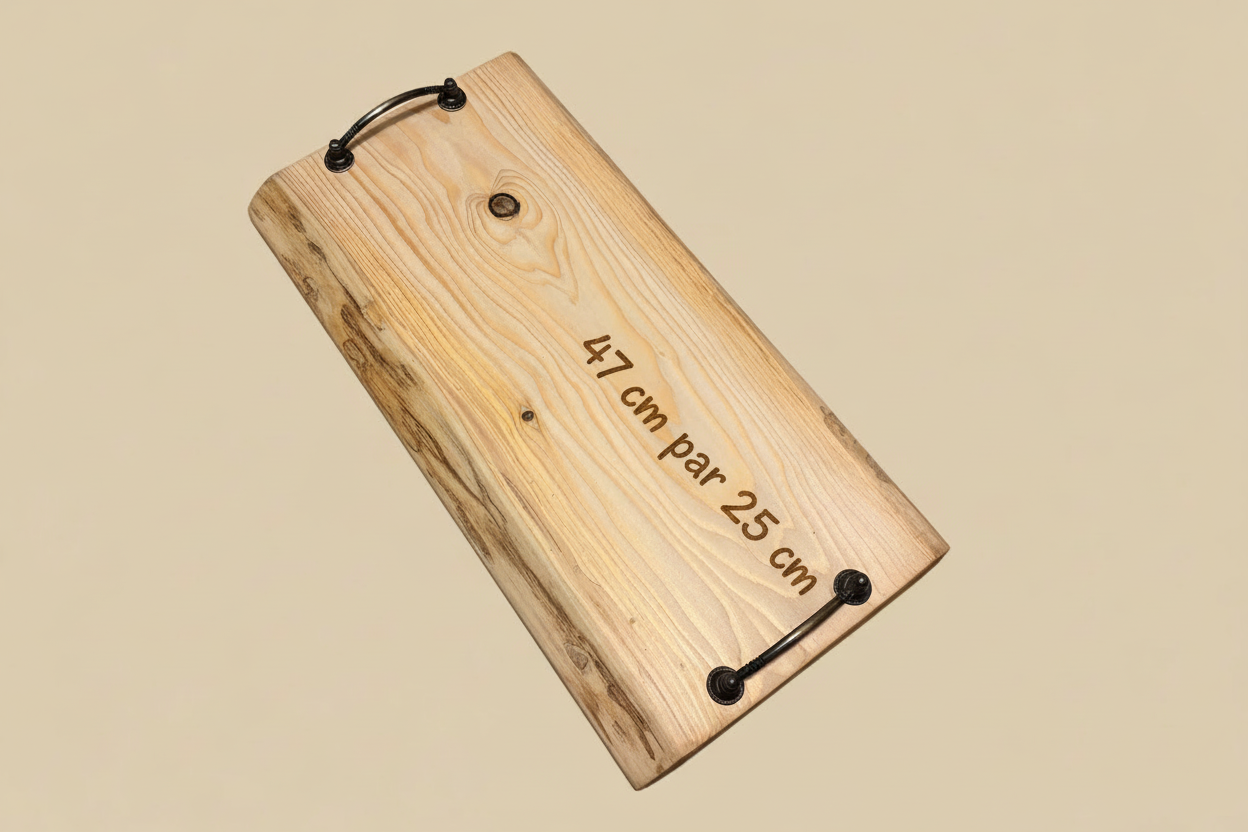 Planche de service en bois - plateau de charcuterie artisanal – 47 cm x 25 cm - WoolWood Dream