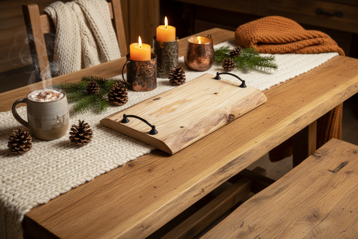 Planche de service en bois - plateau de charcuterie artisanal – 45 cm x 26 cm - WoolWood Dream