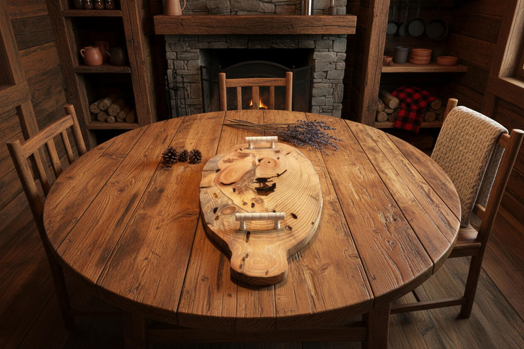 Plateau de service en bois artisanal 49 cm x 28 cm / WoolWood Dream
