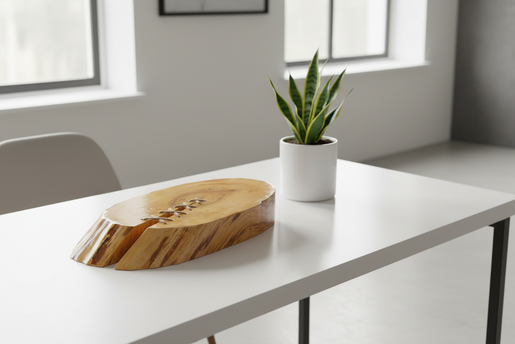 Plateau de service en bois tranche d'érable décorative artisanal 46 cm x 23 cm / WoolWood Dream