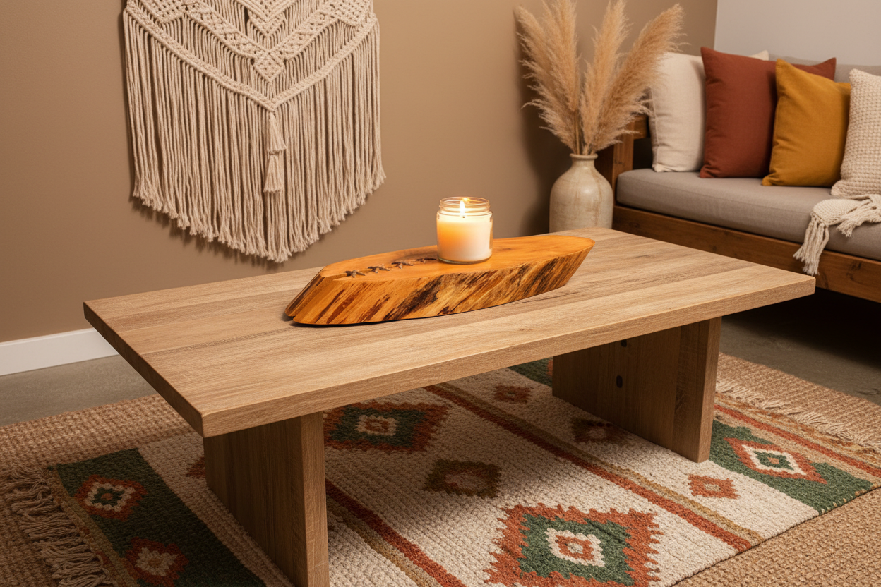 Plateau de service en bois tranche d'érable décorative artisanal 46 cm x 23 cm / WoolWood Dream