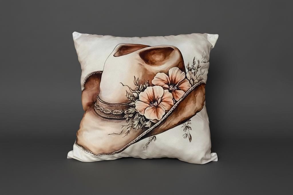 Coussin en laine de mouton naturel – décoratif country western 45 cm x 45 cm – WoolWood Dream
