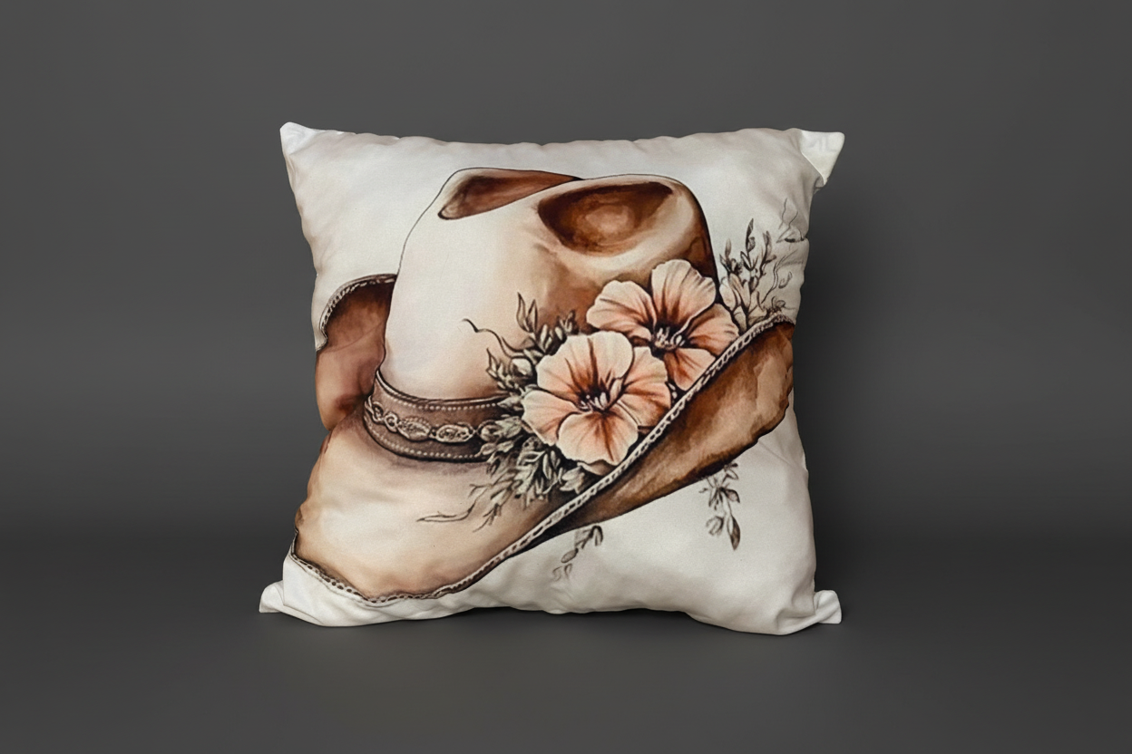 Coussin en laine de mouton naturel – décoratif country western 45 cm x 45 cm – WoolWood Dream