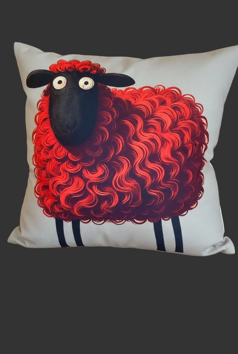 Coussin décoratif en laine de mouton Suffolk – Mouton roux 46 X 46 cm - Rempli de laine naturelle du Québec